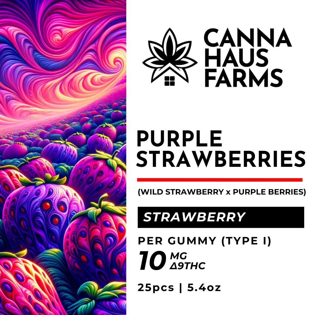 10mg Strawberry Live Rosin ∆9-THC Gummies | Purple Strawberries
